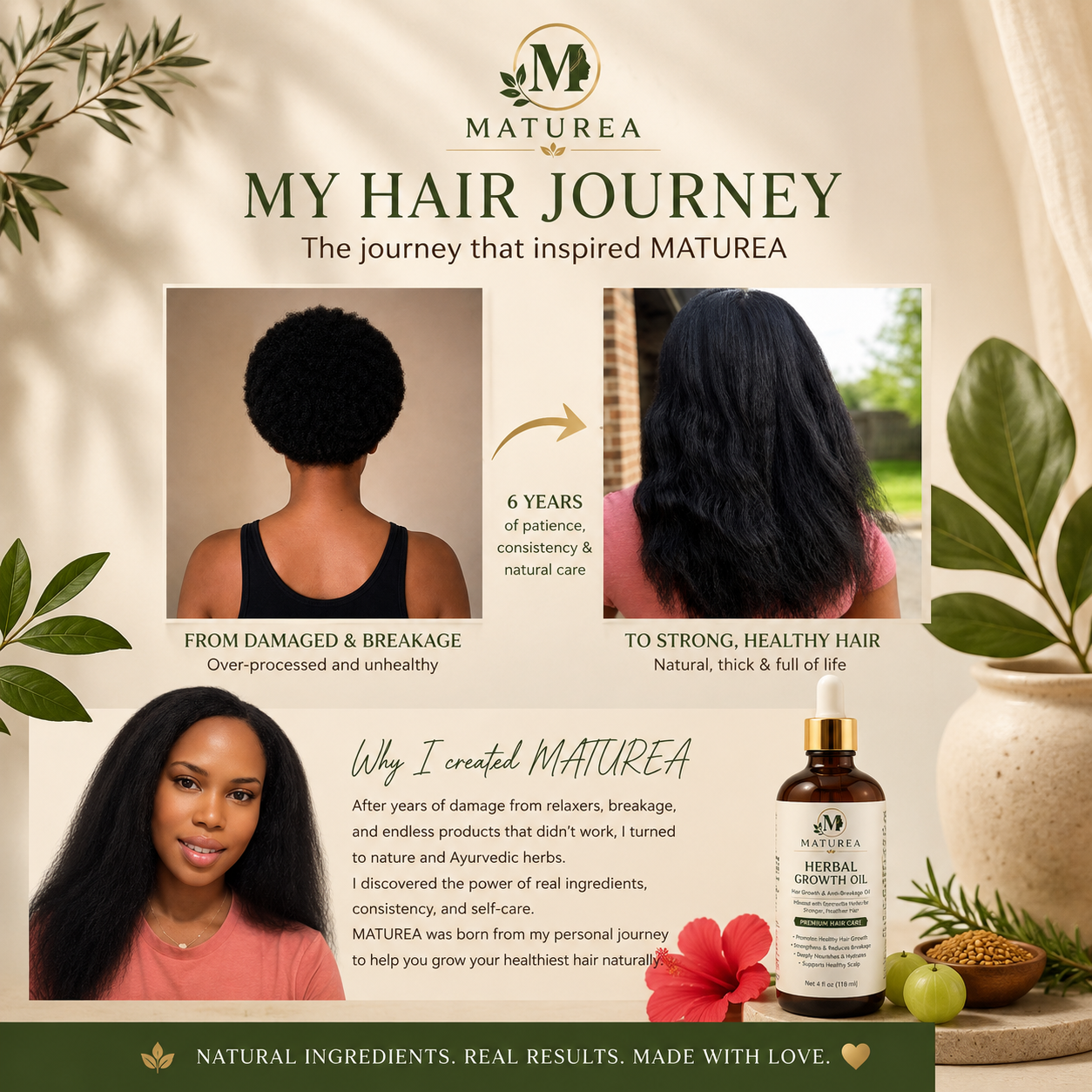 MATUREA Herbal Growth Oil | Hair Growth & Anti-Breakage Oil | 4 oz