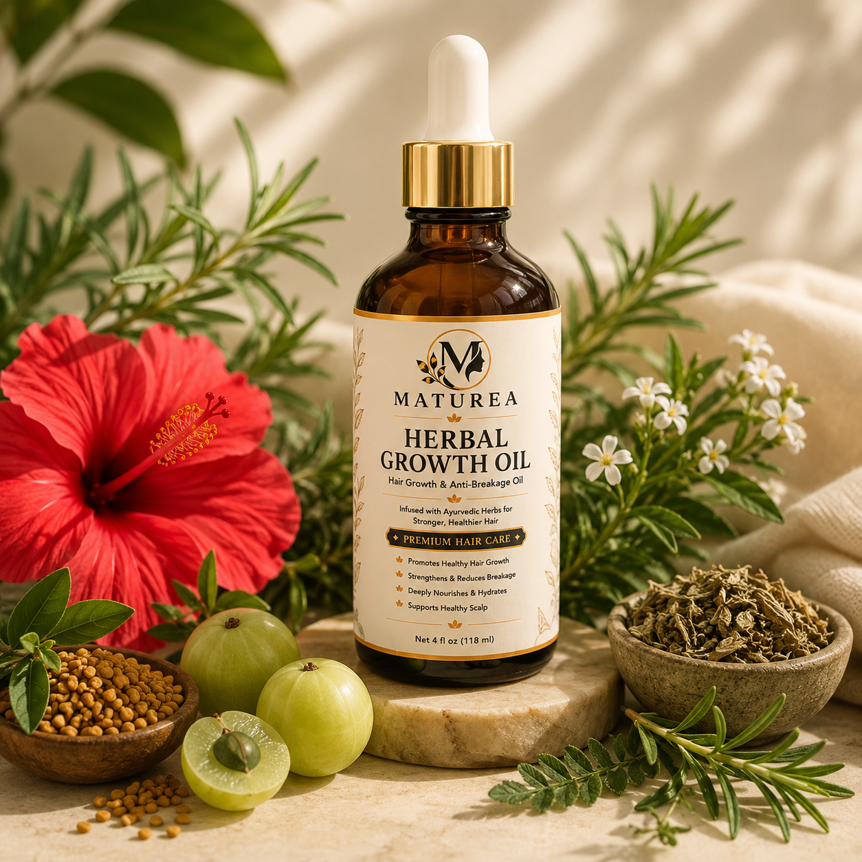 MATUREA Herbal Growth Oil | Hair Growth & Anti-Breakage Oil | 4 oz