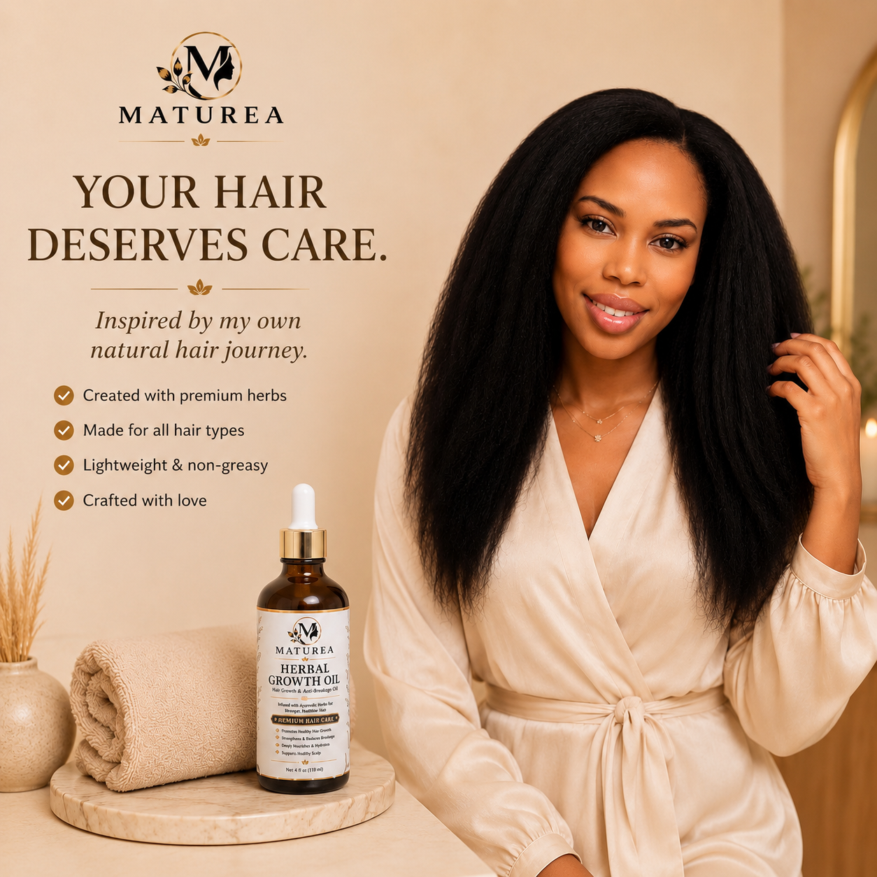 MATUREA Herbal Growth Oil | Hair Growth & Anti-Breakage Oil | 4 oz