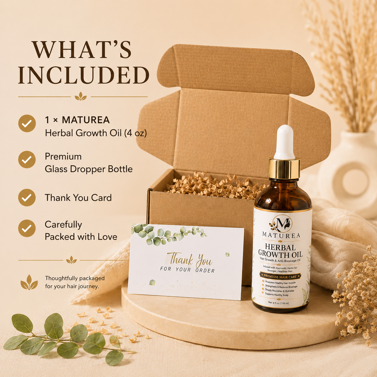 MATUREA Herbal Growth Oil | Hair Growth & Anti-Breakage Oil | 4 oz